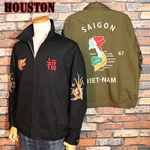 Houston ヒューストン 日本地図刺繍　スカジャン ベトジャン 東洋 別珍 Houston ヒューストン 日本地図刺繍 スカジャン ベトジャン 東洋 別珍